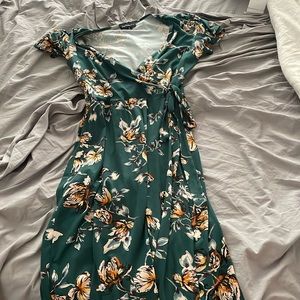 Emerald green floral dress